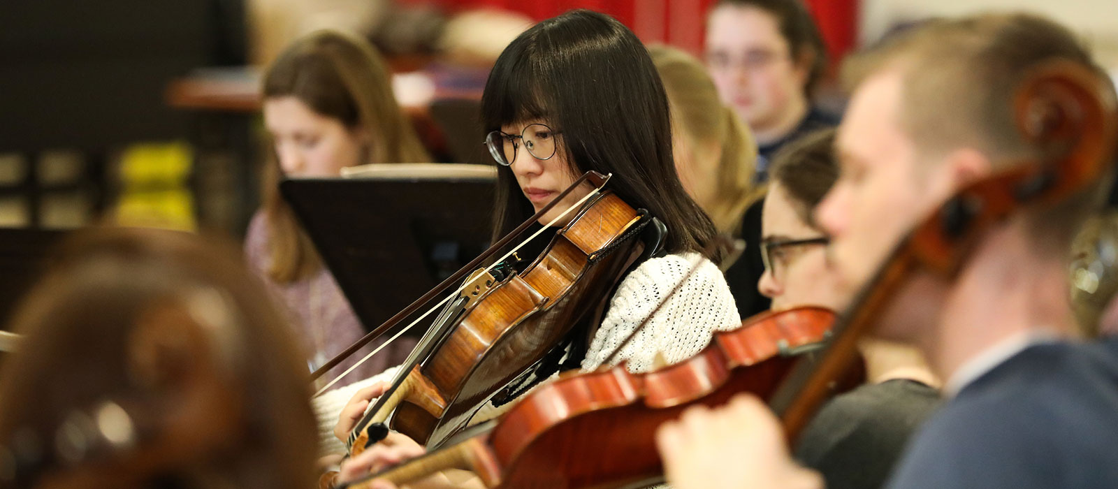 Students playing instruments