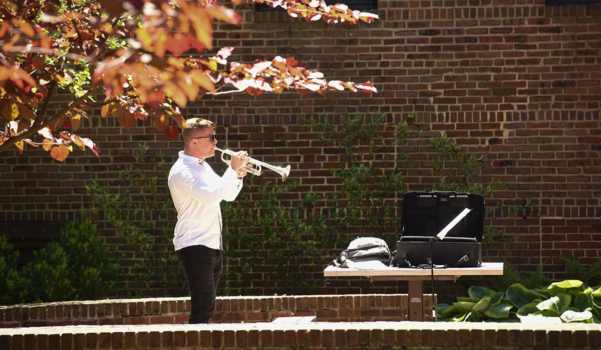 Student playing trumpet